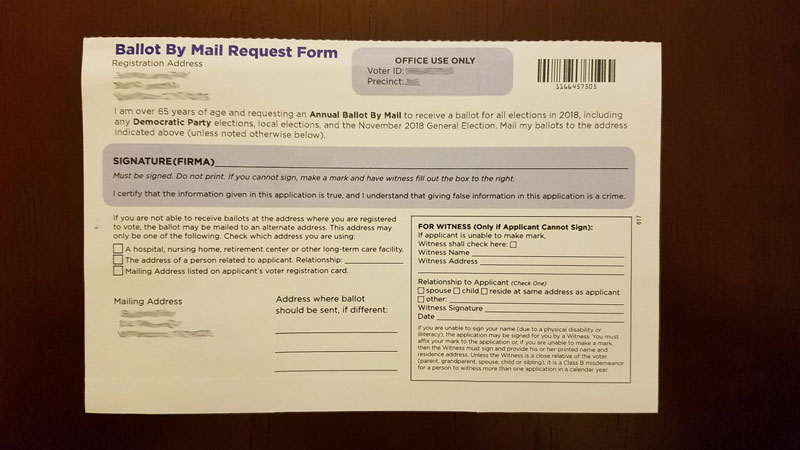 application for ballots by mail
