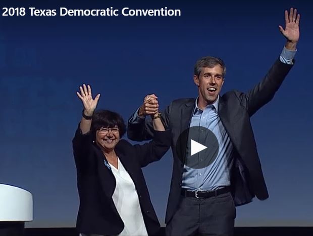 Lupe Gonzales and Beto O'Rourke at 2018 Democratic State Convention